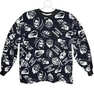 Assh*les Live Forever Long Sleeve T Shirt XXL Grim Reaper Mens Black Graphic Tee